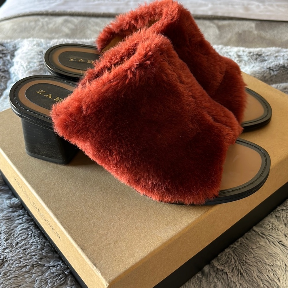 Furry Zara Mules
